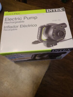 Intex 120V AC DC Quick Fill Cordless Rechargeable Portable Air Pump
