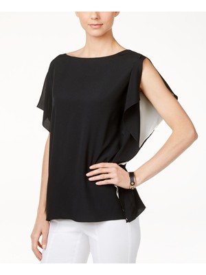 

ANNE KLEIN Женская черная туника с короткими рукавами и вырезом лодочкой. Размер верха, Черный