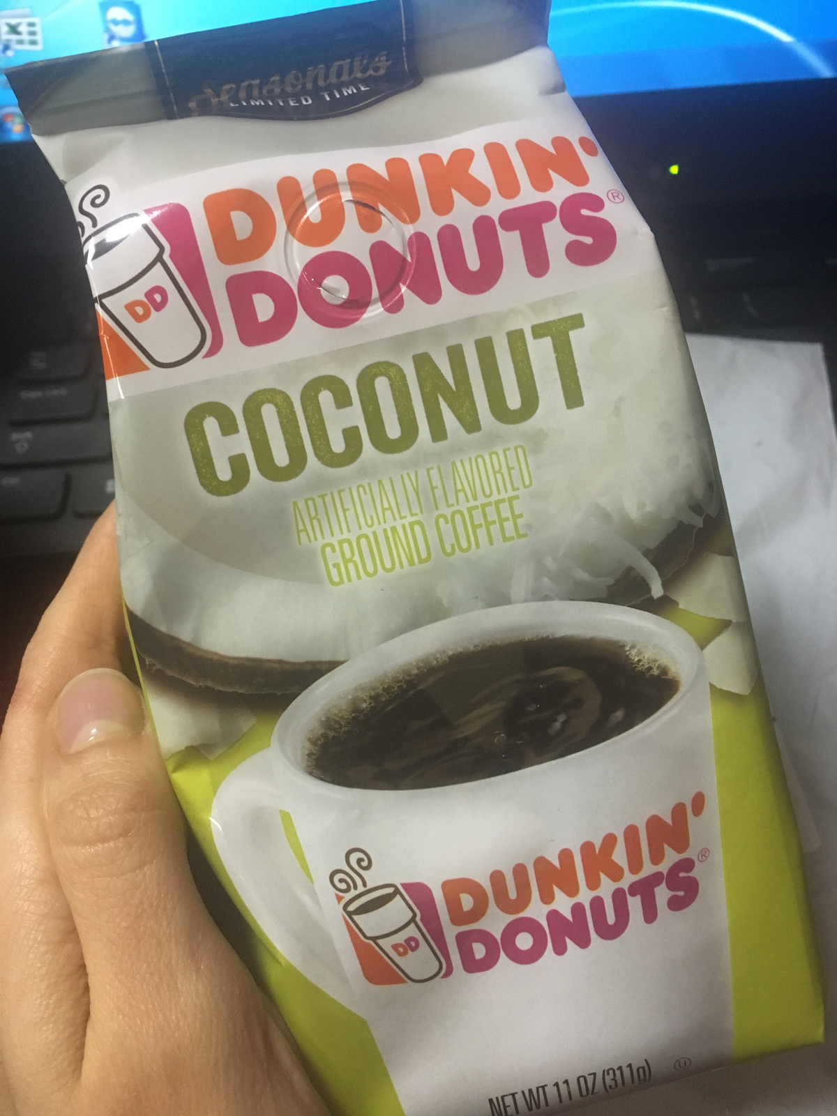 Limited Time Dunkin' Donuts Coconut Artificially Flavored Ground Coffee