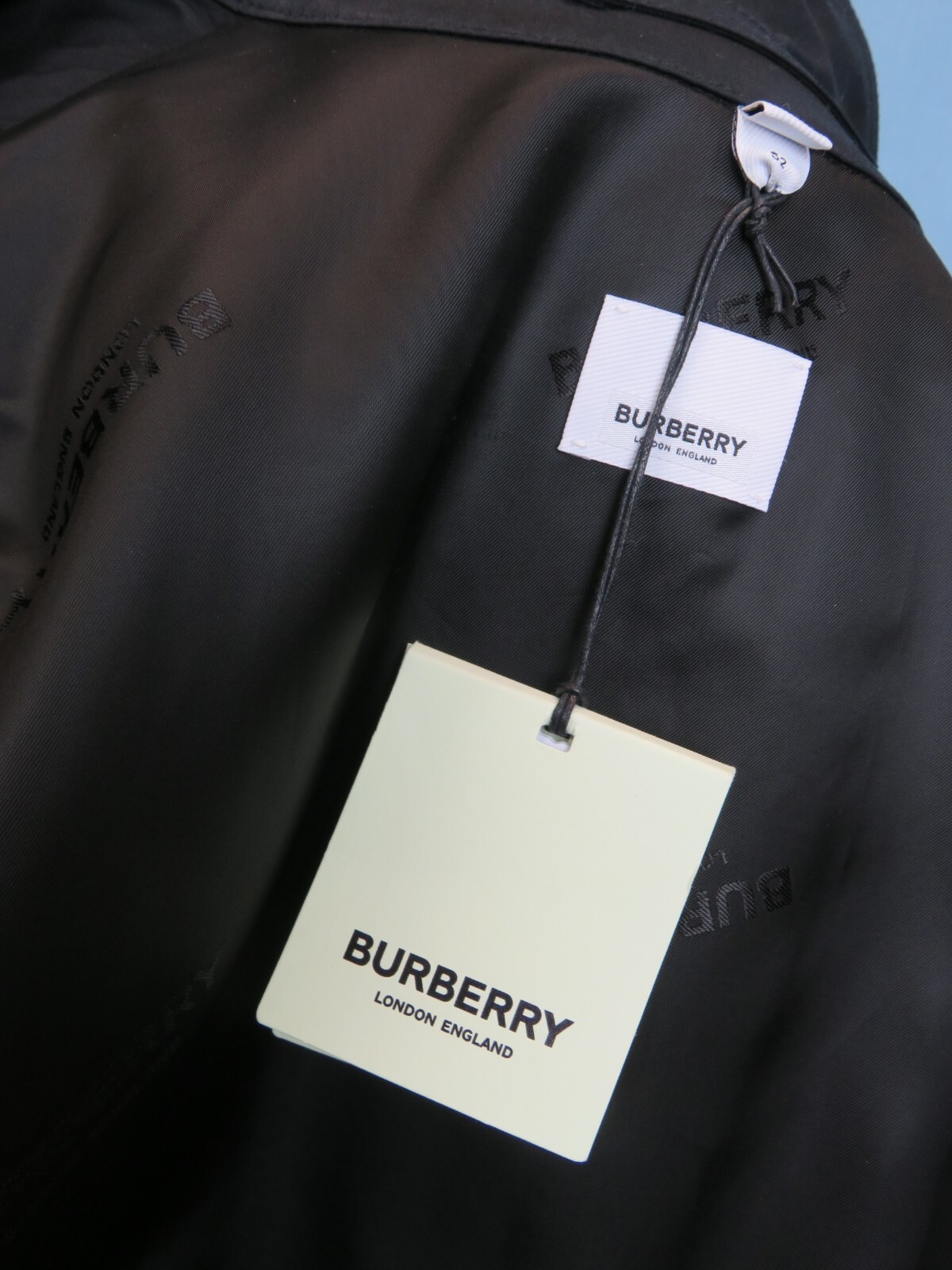 Pre-owned Burberry $2350  Britton Black Cotton Beige Check Collar Trench Coat Us 42 Eu 52