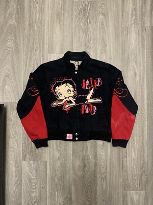 Vintage Betty Boop JH Design Jacket Size Large Used Hearts Pink
