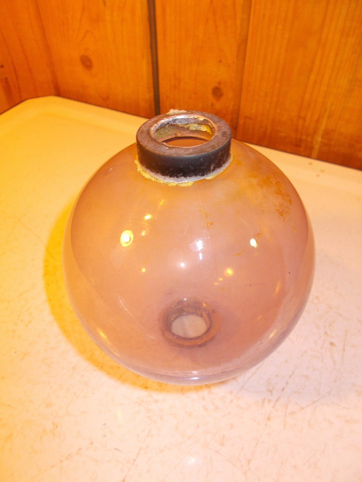 Antique Clear Purple Amethyst Glass Lightning Rod Ball