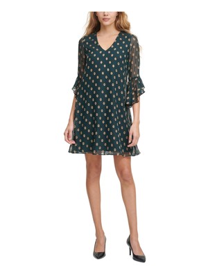 

Женское зеленое короткое платье прямого кроя с треугольным вырезом и принтом из фольги CALVIN KLEIN, Зеленый