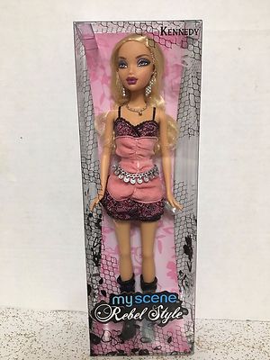 Barbie My Scene Kennedy Rebel Style Doll Pink Ruffle Belted Dress Rare