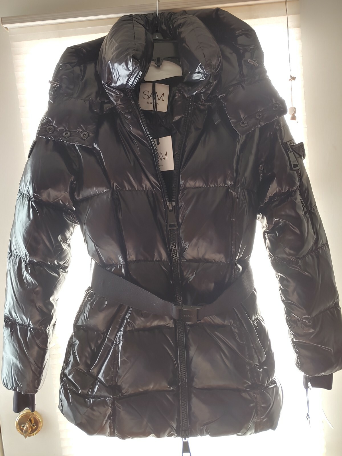 Pre-owned Sam . Ny Soho Wind & Water Resistant Goose Down Coat Jet Black Size Xs