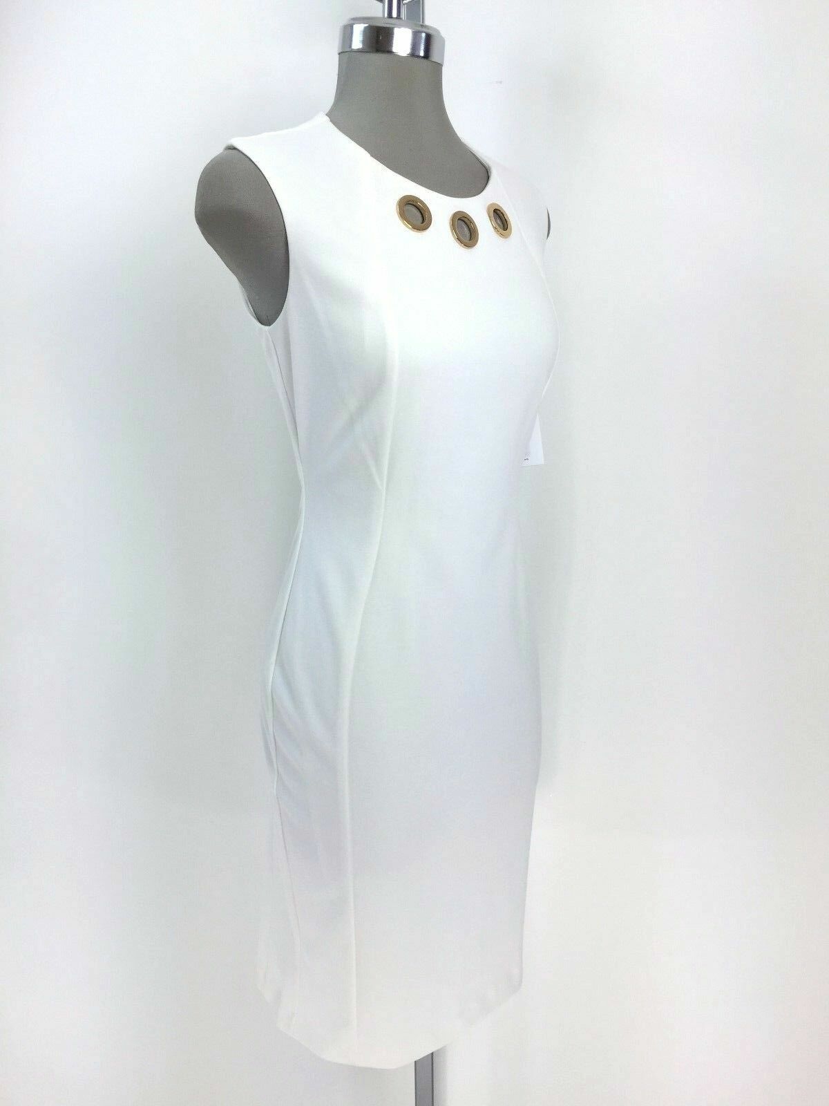 Элегантное КРЕМОВОЕ платье-футляр без рукавов с люверсами Calvin Klein NWT, размер 6