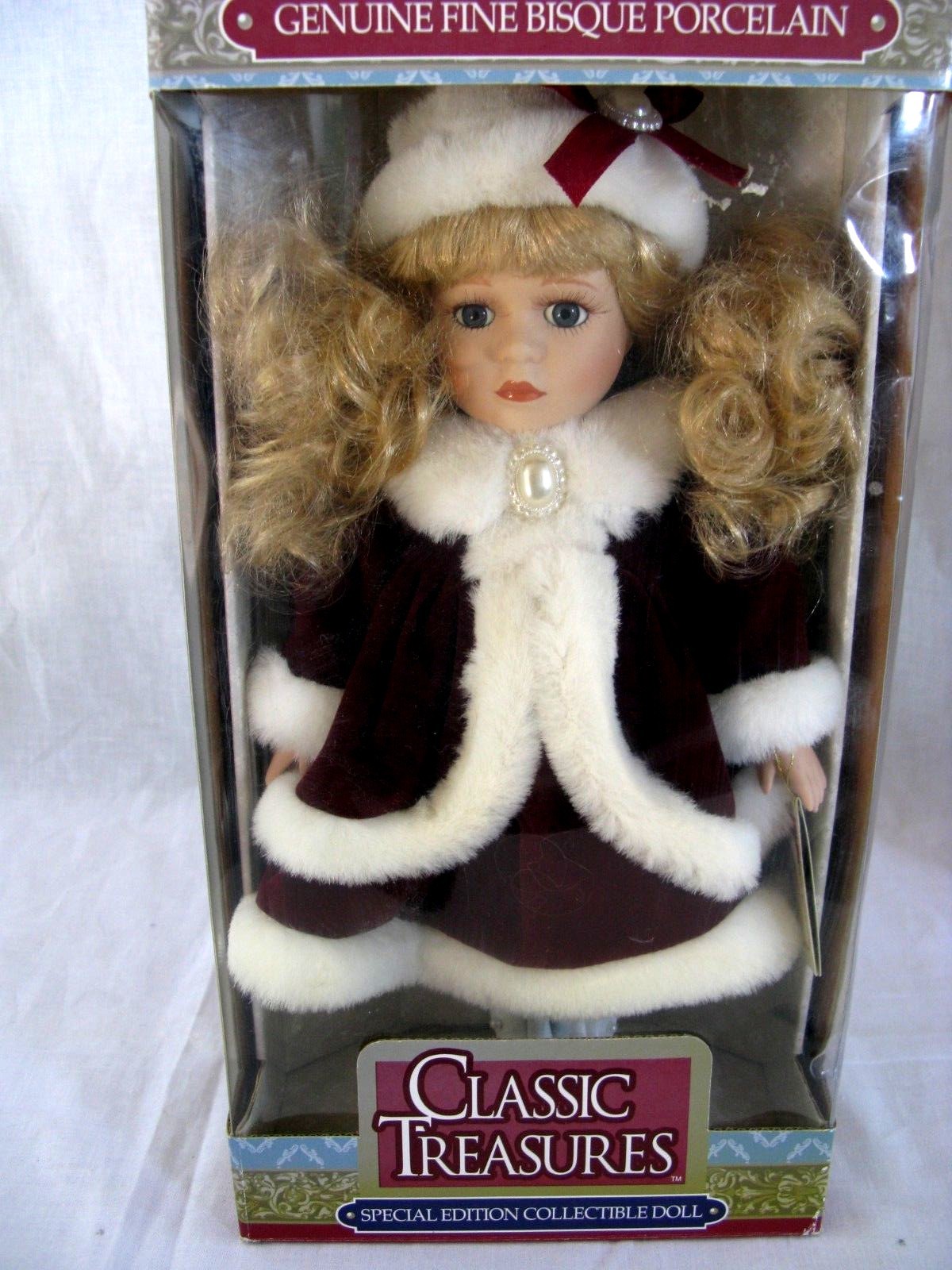 Classic Treasures Special Edition Red Christmas Dress Doll Bisque Porcelain