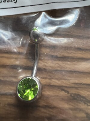 Pierced Belly Button Naval Double Head Hook Barbell Ring Green Nice Look Fit