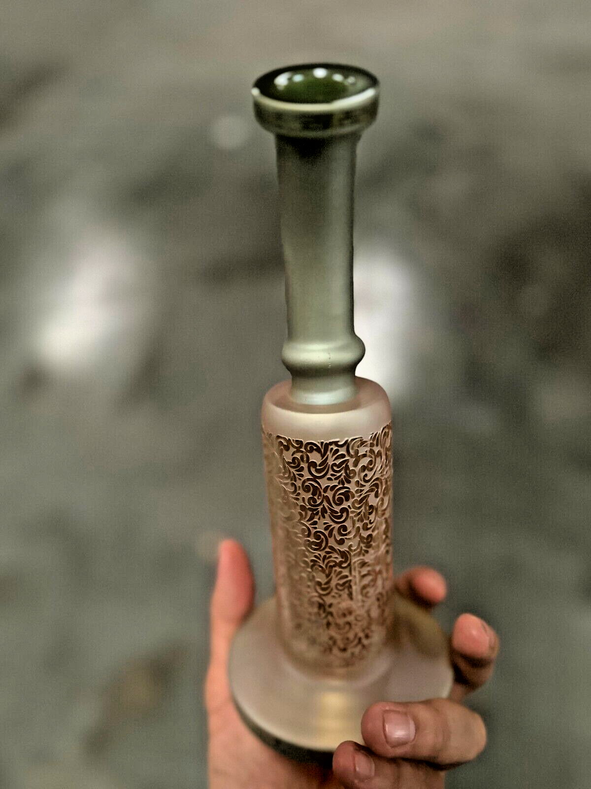 10" Carved craft Glass Bongs Smoking Glass Water Pipe with 14mm Round handle