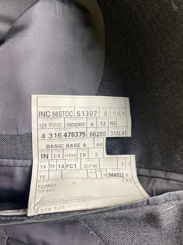 Tom Ford Basic Base A Solid Gray 100% Wool 3 Pc Suit Jacket Pants Vest Sz 42R