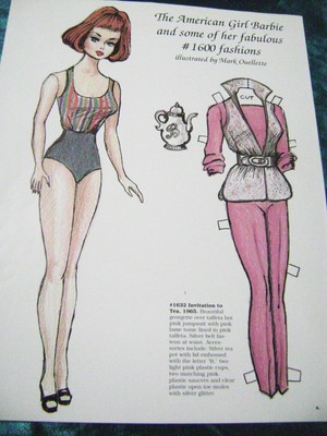 VTG PAPER DOLLS ULTRA RARE BARBIE by OUELLETTE MAGAZINE ORIGINAL 1960s FASHIONS