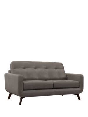 John Lewis Barbican Medium 2 Seater Leather Sofa, Dark Leg, Demetra Grey