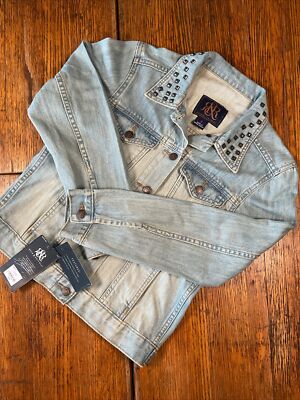 NWT Rock & Republic Womens Denim Jean Jacket Size Small Studded Collar