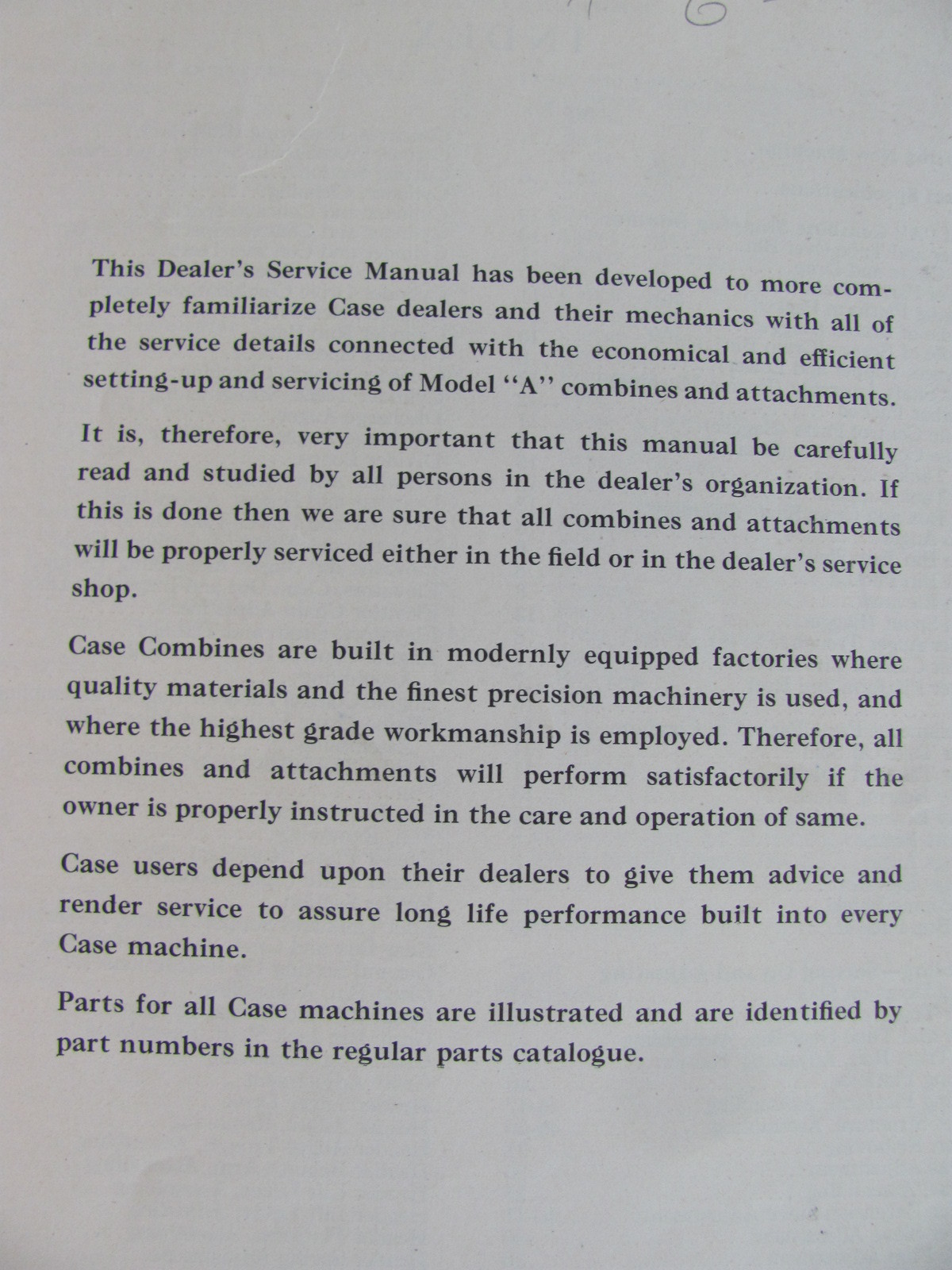 Case Model A Combine Service Manual
