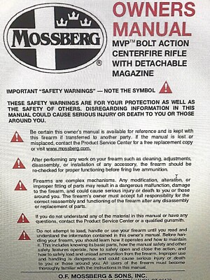 MOSSBERG PISTOLS/RIFLES Owners Manuals MC1s, MC2c, MVP, 4X4, 464, BLAZE    MORE