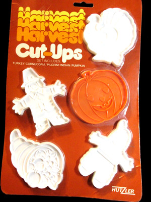 Hutzler Harvest Cookie Cutter Set Turkey Pilgrim Indian Pumpkin Cornucopia 1986