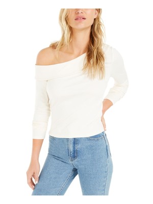 

Женский топ цвета слоновой кости с асимметричным вырезом и длинными рукавами BAR III, Цвет слоновой кости