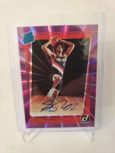 2021-22 Donruss Basketball Greg Brown III Rated Rookie Auto Purple 04/15 SSP