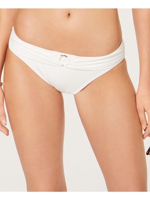 Женский белый эластичный купальник-бикини с логотипом MICHAEL BASTIAN в виде кольца с гофрированным низом L