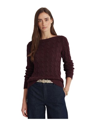 

LAUREN RALPH LAUREN Женский фиолетовый вязаный свитер с вырезом лодочкой и длинными рукавами