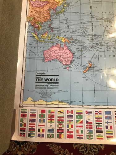 1993 COLORPRINT Map of the World Mercator Projection American Map Corp (SB)