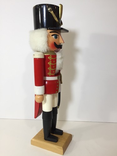Vintage Volkskunst Erzgebirge German Christmas Wood Nutcracker Soldier 13.5 Tall
