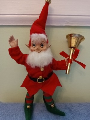  RARE CHRISTMAS BELL BOY SANTA / PIXIE / ELF 13'' DECORATIVE SOFT DOLL ORNAMENT