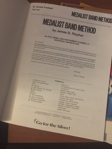 Medalist Band Method Bflat Cornet Trumpet 1-3 Sheet Music Books Ployhar 1989-91