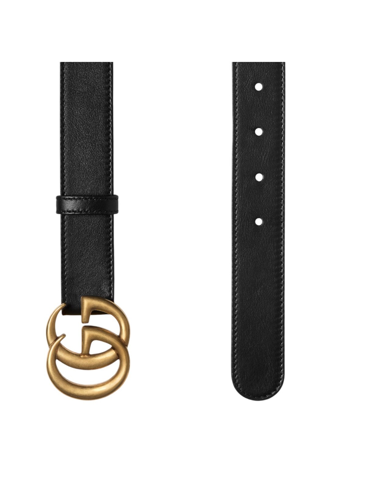 Pre-owned Gucci Gg Marmont Thin Belt, Black