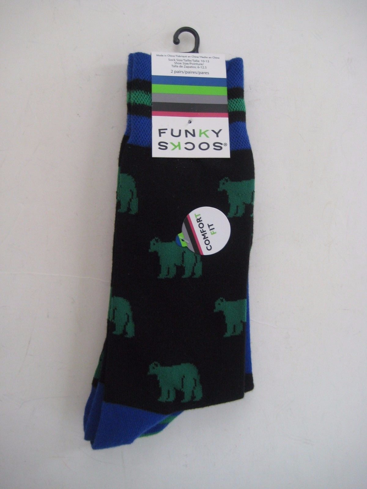 FUNKY SOCKS COMPORT FIT 2 Pair Retail $10 New