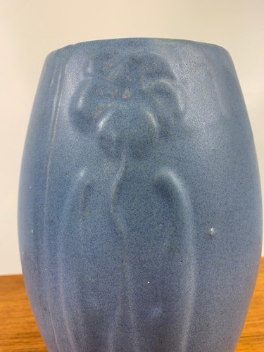 Zanesville Art Pottery Matte Vase with Floral Relief 8 1/2