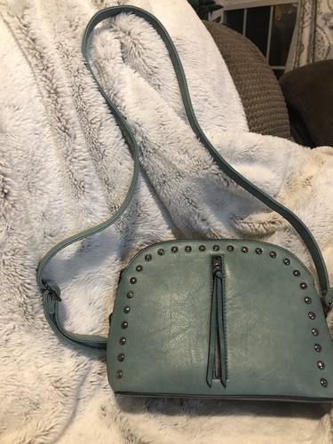 Sam and Hadley Teal  Crossbody Handbag approx 10 x 8 x 4 Grey Studs and Tassel