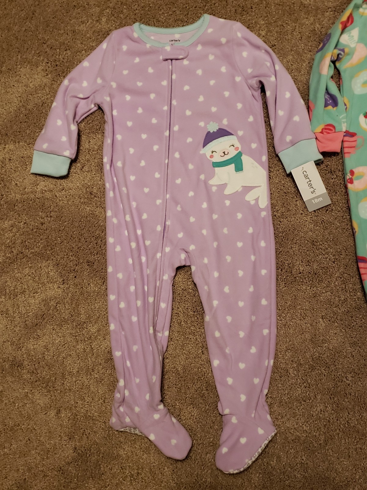 Lot 3 NWT Carter's Baby Girl Sleeper Sleep And Play Pajamas Outfit 18M fleece