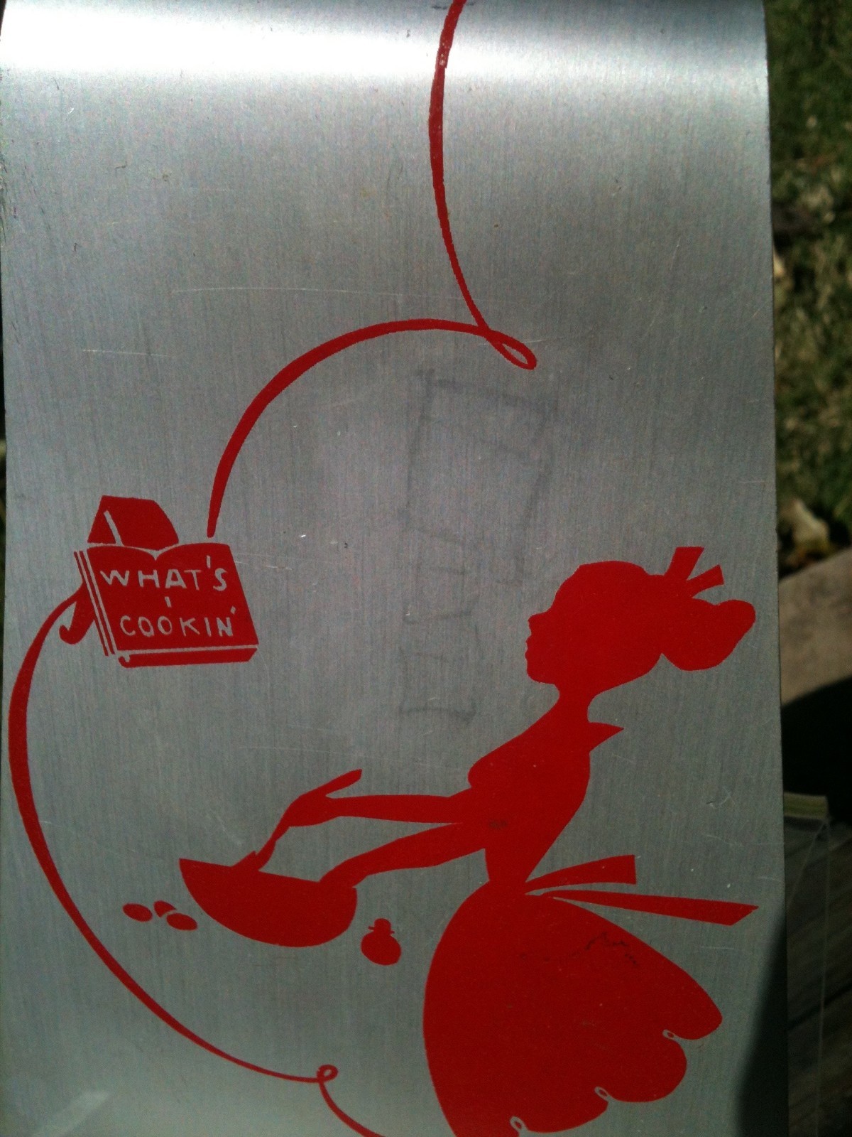 Vintage Aluminum Cookbook Stand What's Cookin Red Graphics