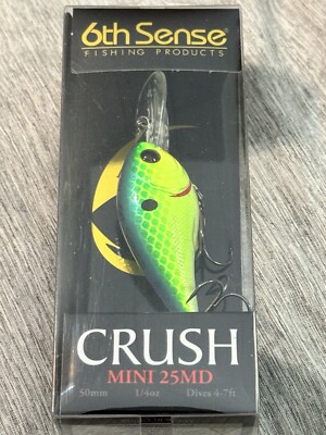 6th Sense Crush Mini 25MD 50mm 1/4 oz 4'-7' Depth   Blue Treuse Shad
