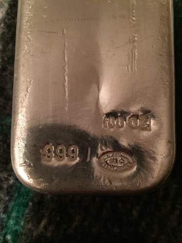 100 oz Johnson Matthey JM .999 Fine Silver Bullion Bar