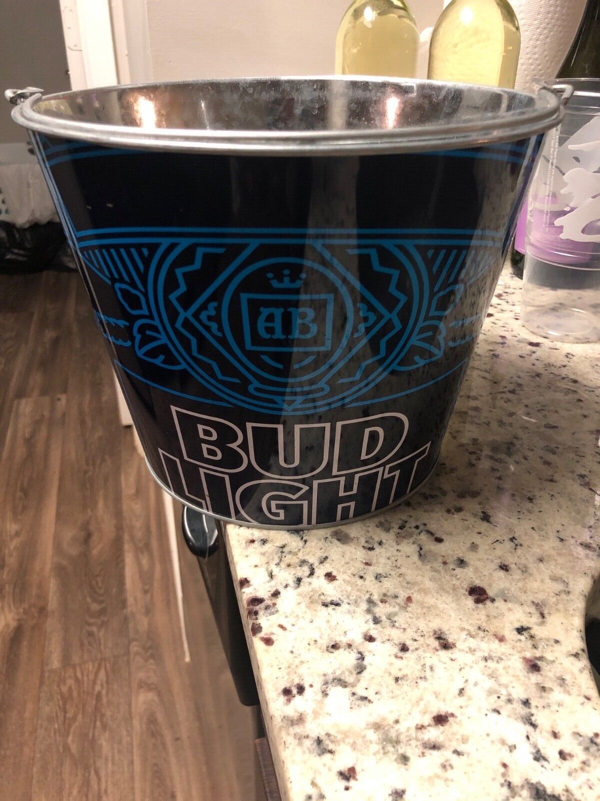 Blue & Silver Bud Light bottle/can pale…keeps em ice cold!!