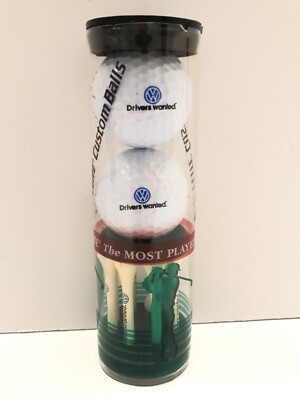Top Flite XL 2 Pack Golf Balls & (8) Tees w/ VW Volkswagen ''Drivers wanted'' Logo