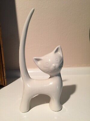 Ceramic White Cat Figurine 5 3/8” Cute