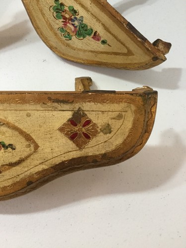 Vintage Wooden Gold Leaf Wall Shelf Italy.