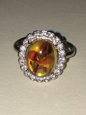 honey amber ring adjustable to size 6 & 7 