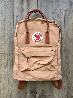Fjallraven Kanken Backpack Peach Sand/Terracotta Brown with Shoulder Pads