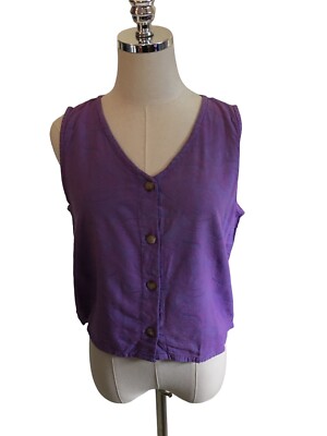 EUCALYPTUS Purple Button Down Sleeveless Top Size Medium Women s Lagenlook