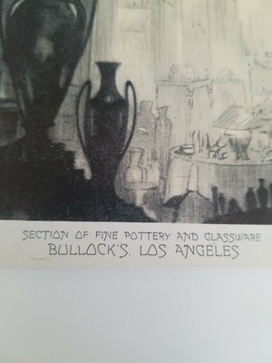Section Of Fine Pottery And Glass Bullocks Los Angeles Advertisement Post Card. 
