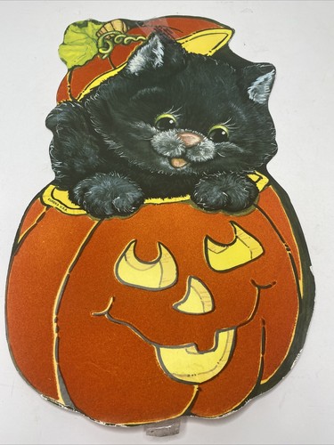 HALLOWEENヴィンテージ Vintage Halloween Decorations Cardstock Decor Cat in Pumpkin