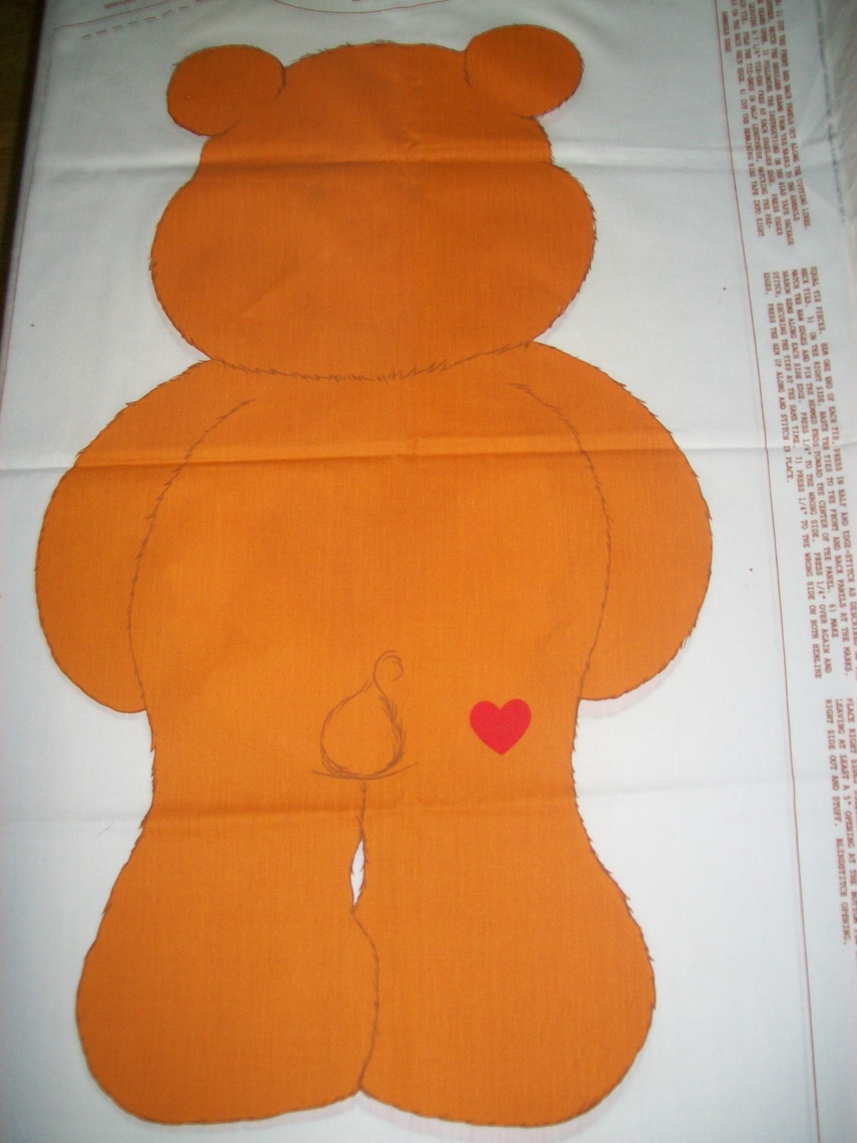 CARE BEARS TENDER HEART BEAR COSTUME or TOY FABRIC PANEL VINTAGE