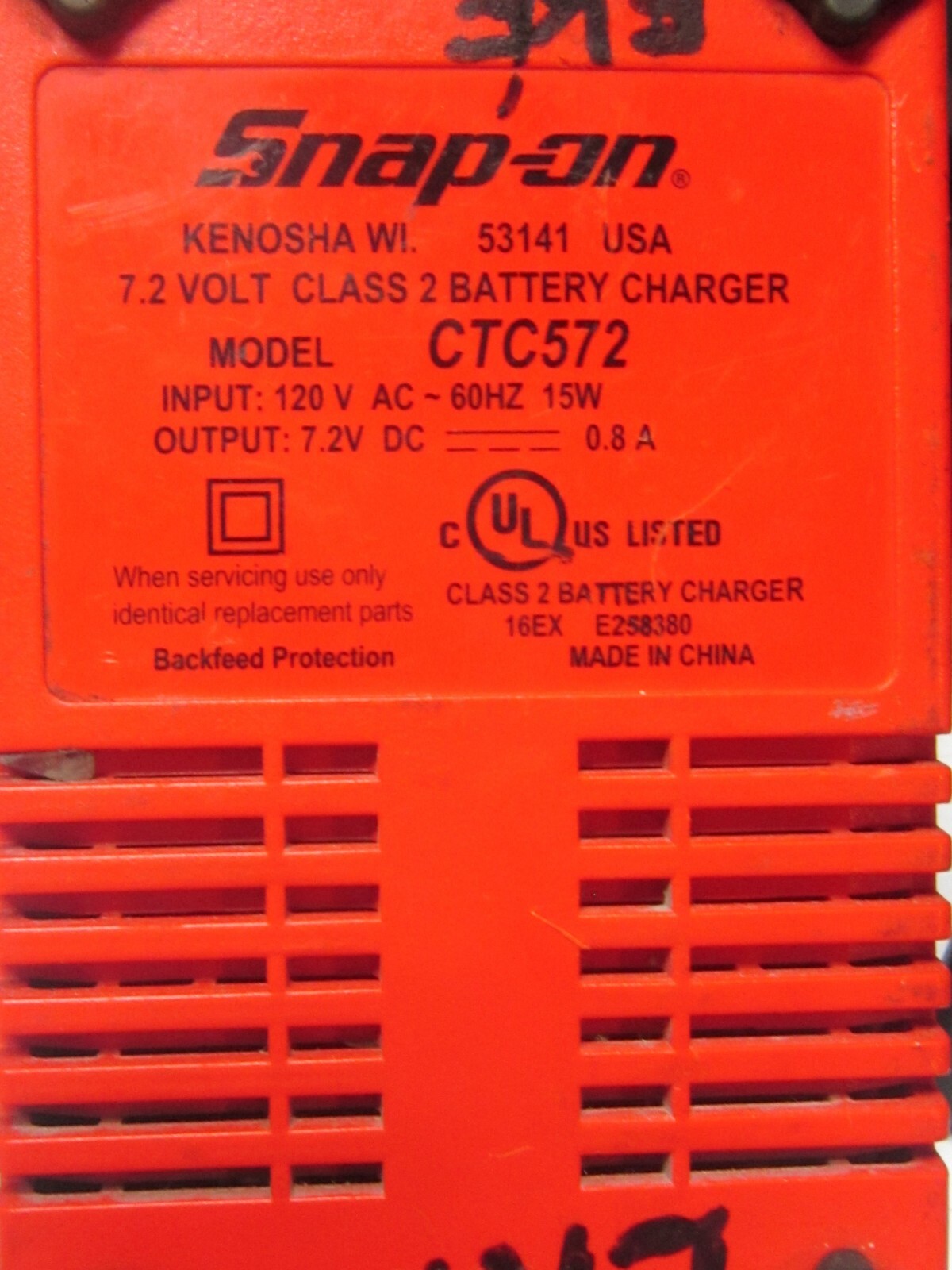 16ex E258380SnapOn Class 2 Battery Charger Model CTC572 7.2VのeBay公認海外