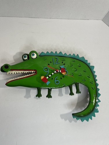 Allen Designs Wall Clock Crocodile Green