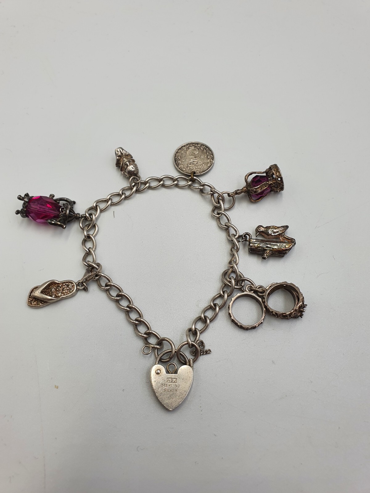 Vintage Solid Silver Charm Bracelet 