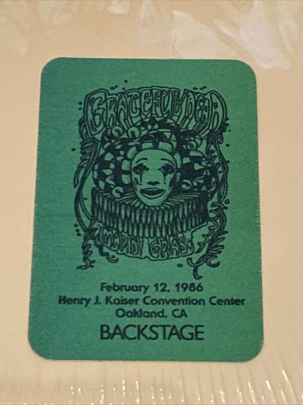 Grateful Dead Backstage Pass 2-12-86 Henry J Kaiser Oakland Mardi Gras 1986